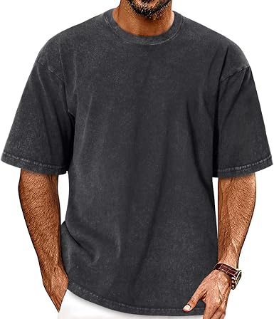 Oversized Tshirts for Men Short Sleeve Vintage Washed Basic