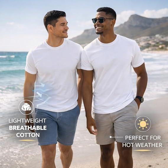 SOCKS'NBULK Men's Cotton Crew Neck Regular T-Shirts Bulk