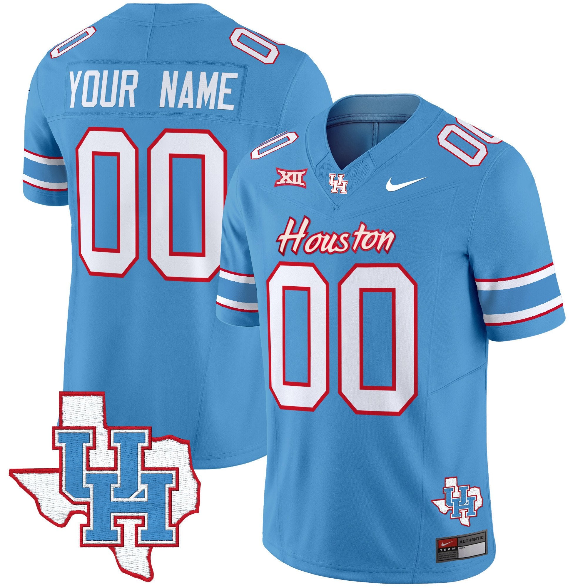 Houston Cougars 2024 Oilers Inspired Vapor Limited Custom Jersey - All Stitched - Men, Blue