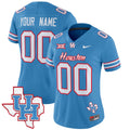 Houston Cougars 2024 Oilers Inspired Vapor Limited Custom Jersey - All Stitched - Women, Blue