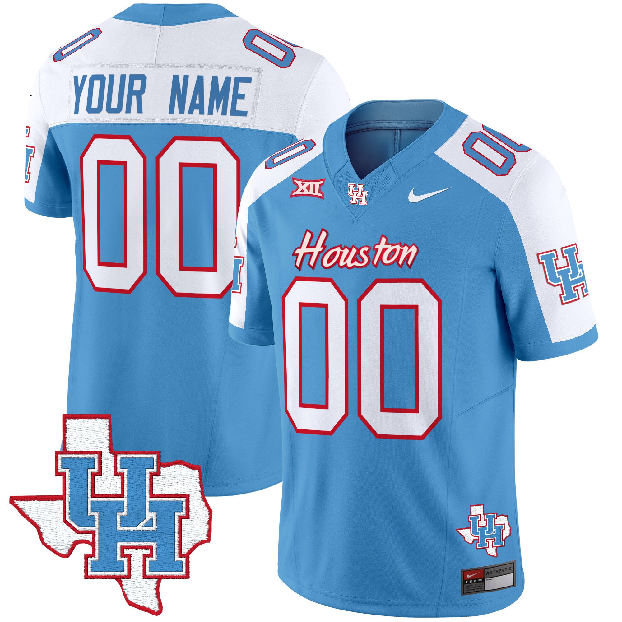 Houston Cougars 2024 Oilers Inspired Vapor Limited Custom Jersey - All Stitched - Men, Blue Alternate
