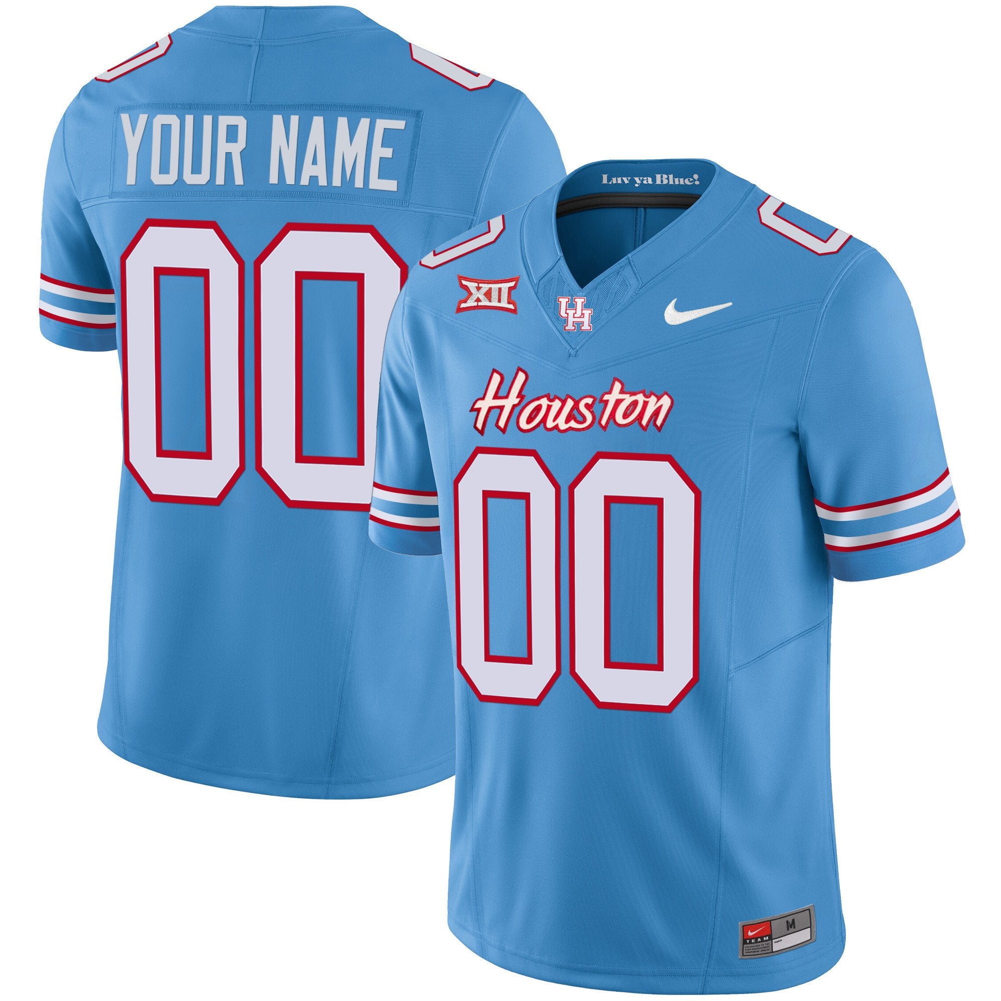Houston Cougars 2024 Oilers Inspired Vapor Limited Custom Jersey V3 - All Stitched - Men, Light Blue