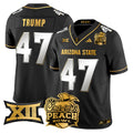 Men's Arizona State Sun Devils 2025 Peach Bowl Gold Vapor Limited Jersey V2 - All Stitched - Black Limited, Donald Trump