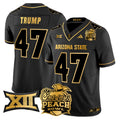 Men's Arizona State Sun Devils 2025 Peach Bowl Gold Vapor Limited Jersey V2 - All Stitched - Black Gold, Donald Trump