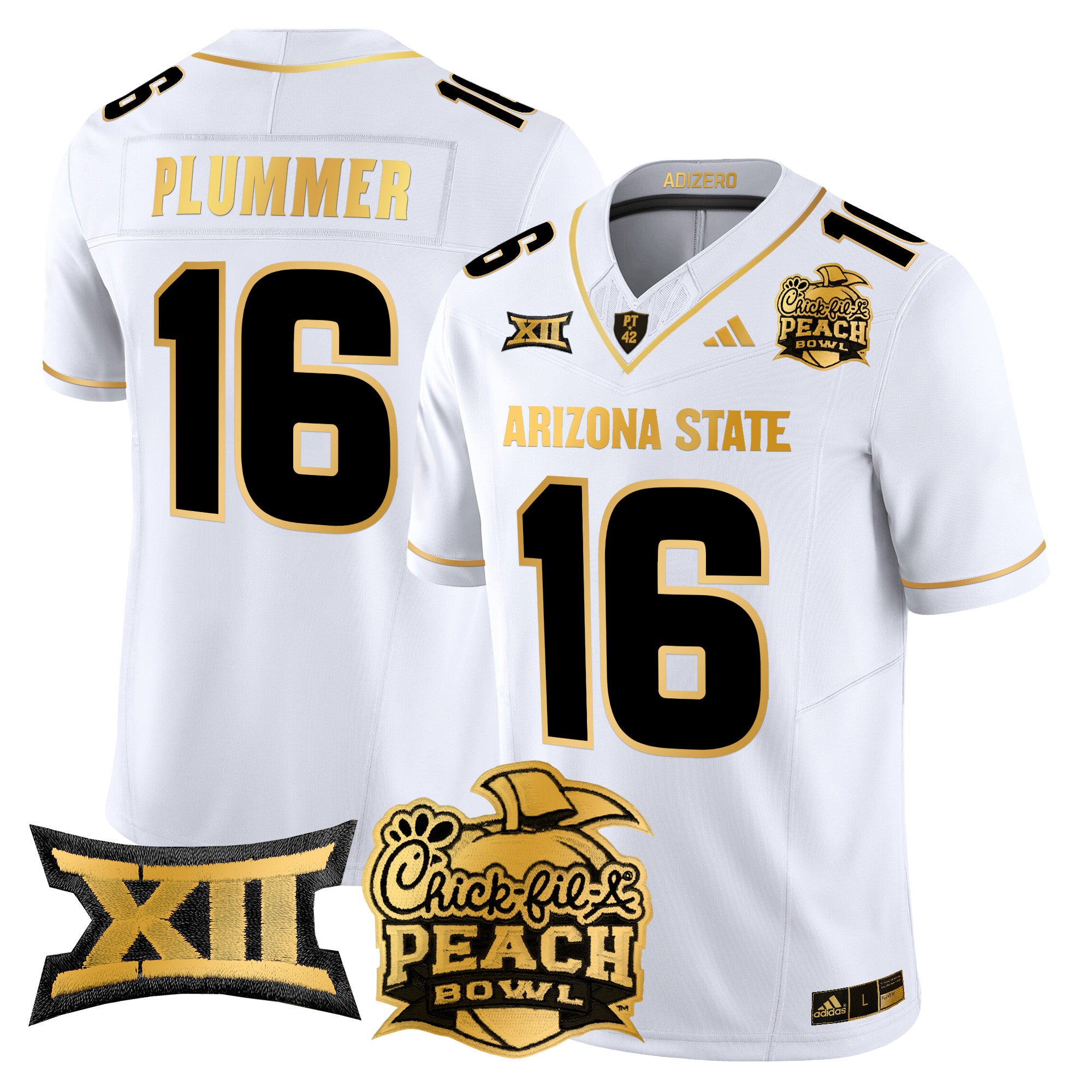 Men's Arizona State Sun Devils 2025 Peach Bowl Gold Vapor Limited Jersey V2 - All Stitched - White Gold, Jake Plummer
