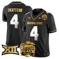 Men's Arizona State Sun Devils 2025 Peach Bowl Gold Vapor Limited Jersey V2 - All Stitched - Black Limited, Cam Skattebo