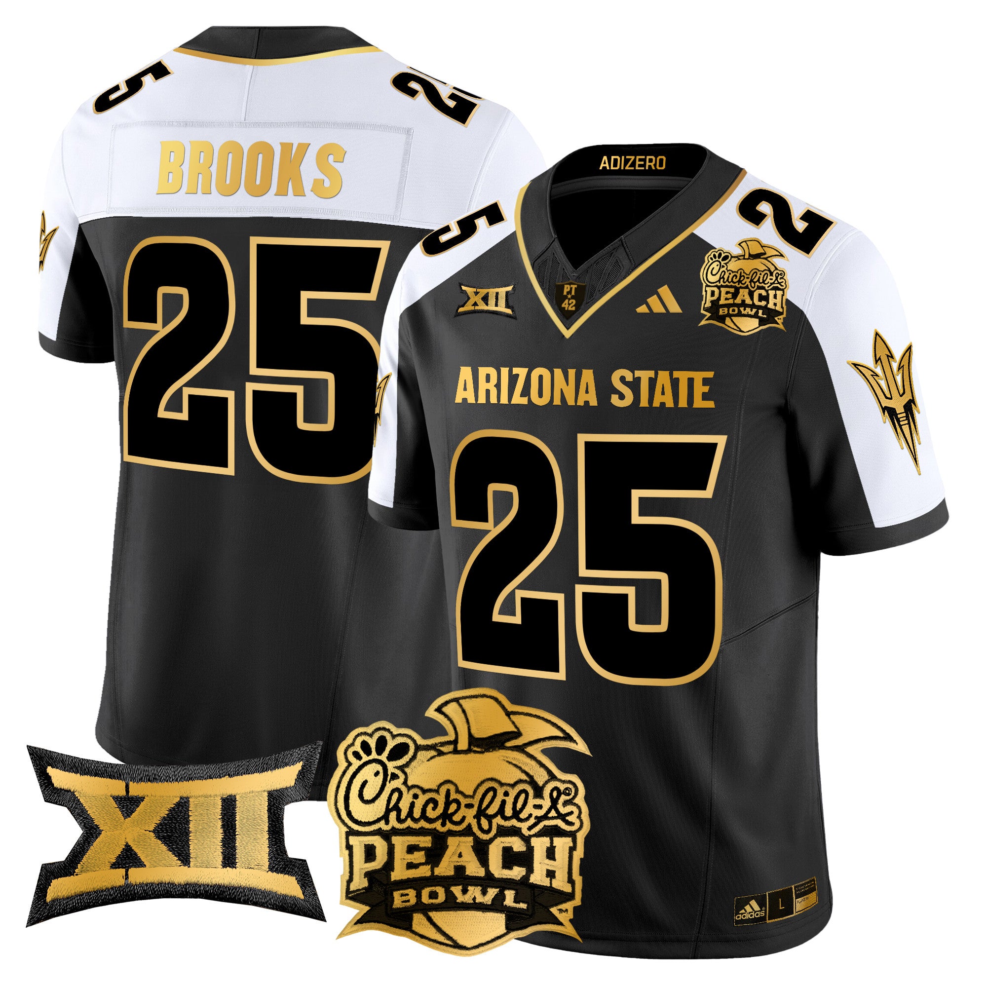 Men's Arizona State Sun Devils 2025 Peach Bowl Gold Vapor Limited Jersey V2 - All Stitched - Alternate, DeCarlos Brooks