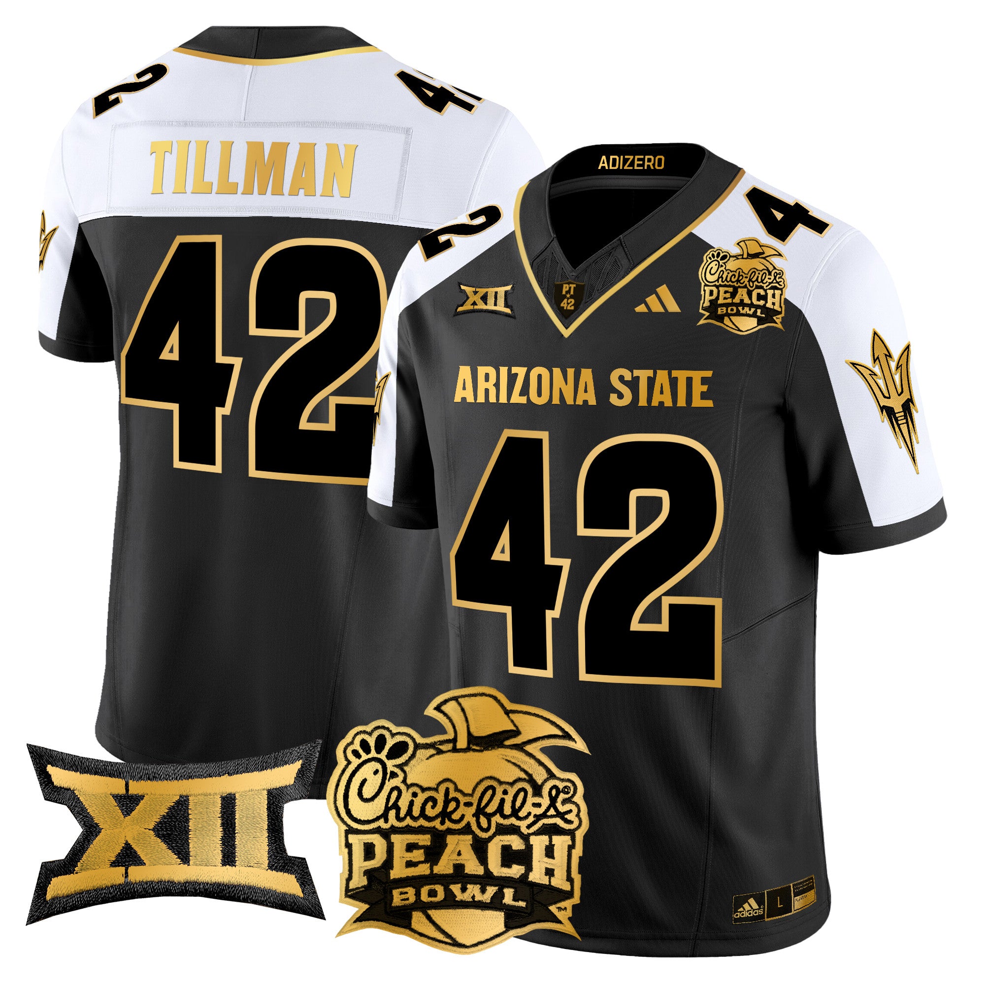 Men's Arizona State Sun Devils 2025 Peach Bowl Gold Vapor Limited Jersey V2 - All Stitched - Alternate, Pat Tillman