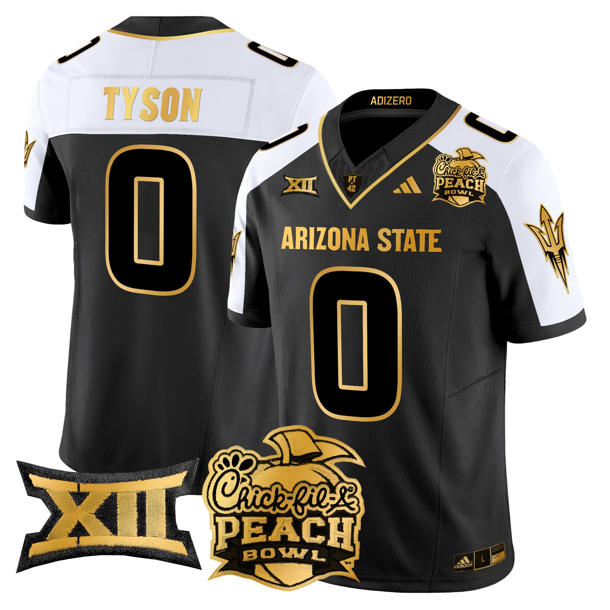 Men's Arizona State Sun Devils 2025 Peach Bowl Gold Vapor Limited Jersey V2 - All Stitched - Alternate, Jordyn Tyson