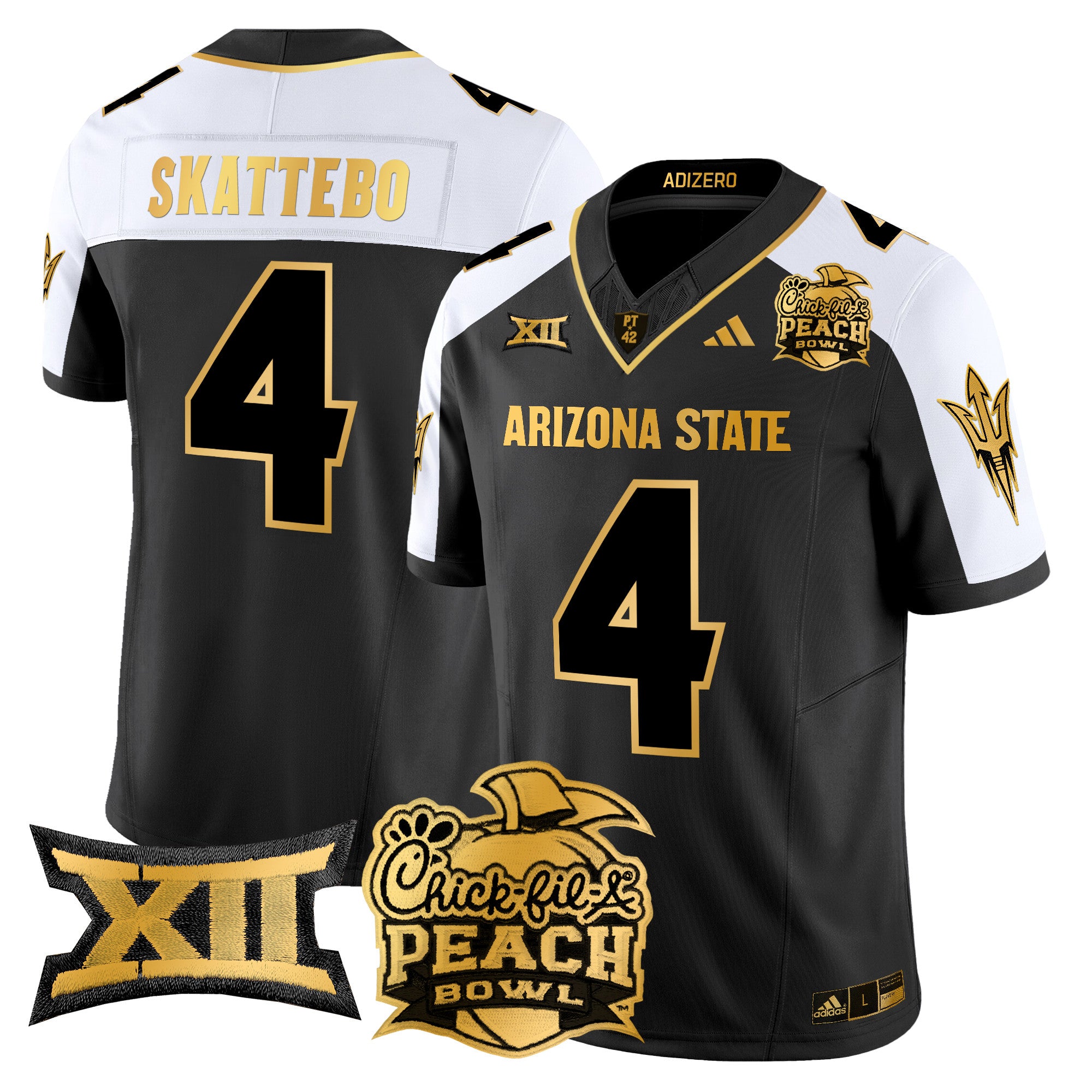 Men's Arizona State Sun Devils 2025 Peach Bowl Gold Vapor Limited Jersey V2 - All Stitched - Alternate, Cam Skattebo