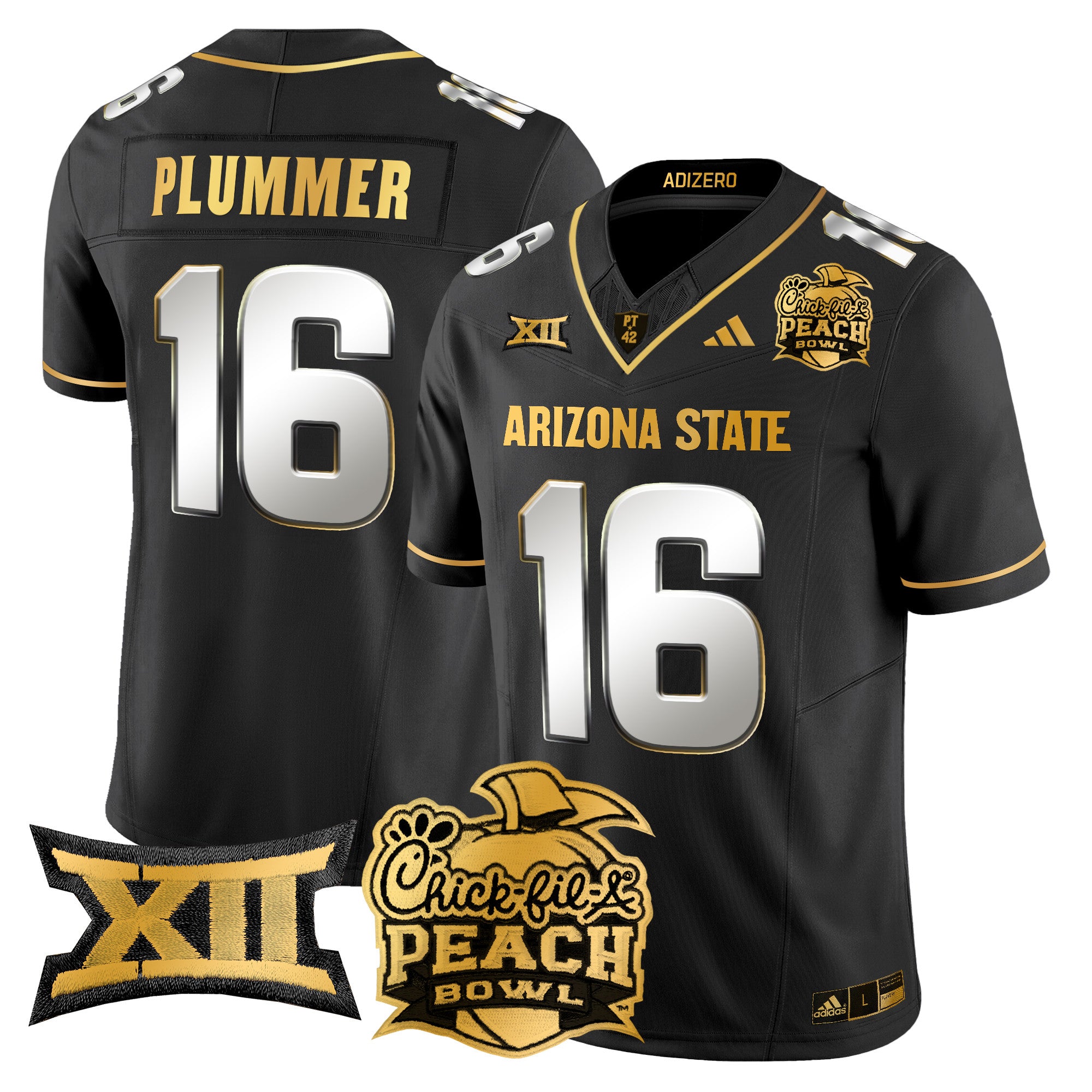 Men's Arizona State Sun Devils 2025 Peach Bowl Gold Vapor Limited Jersey V2 - All Stitched - Black Limited, Jake Plummer