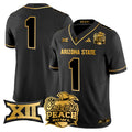 Men's Arizona State Sun Devils 2025 Peach Bowl Gold Vapor Limited Jersey V2 - All Stitched - Black Gold, #1 Team