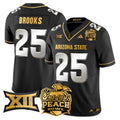 Men's Arizona State Sun Devils 2025 Peach Bowl Gold Vapor Limited Jersey V2 - All Stitched - Black Limited, DeCarlos Brooks