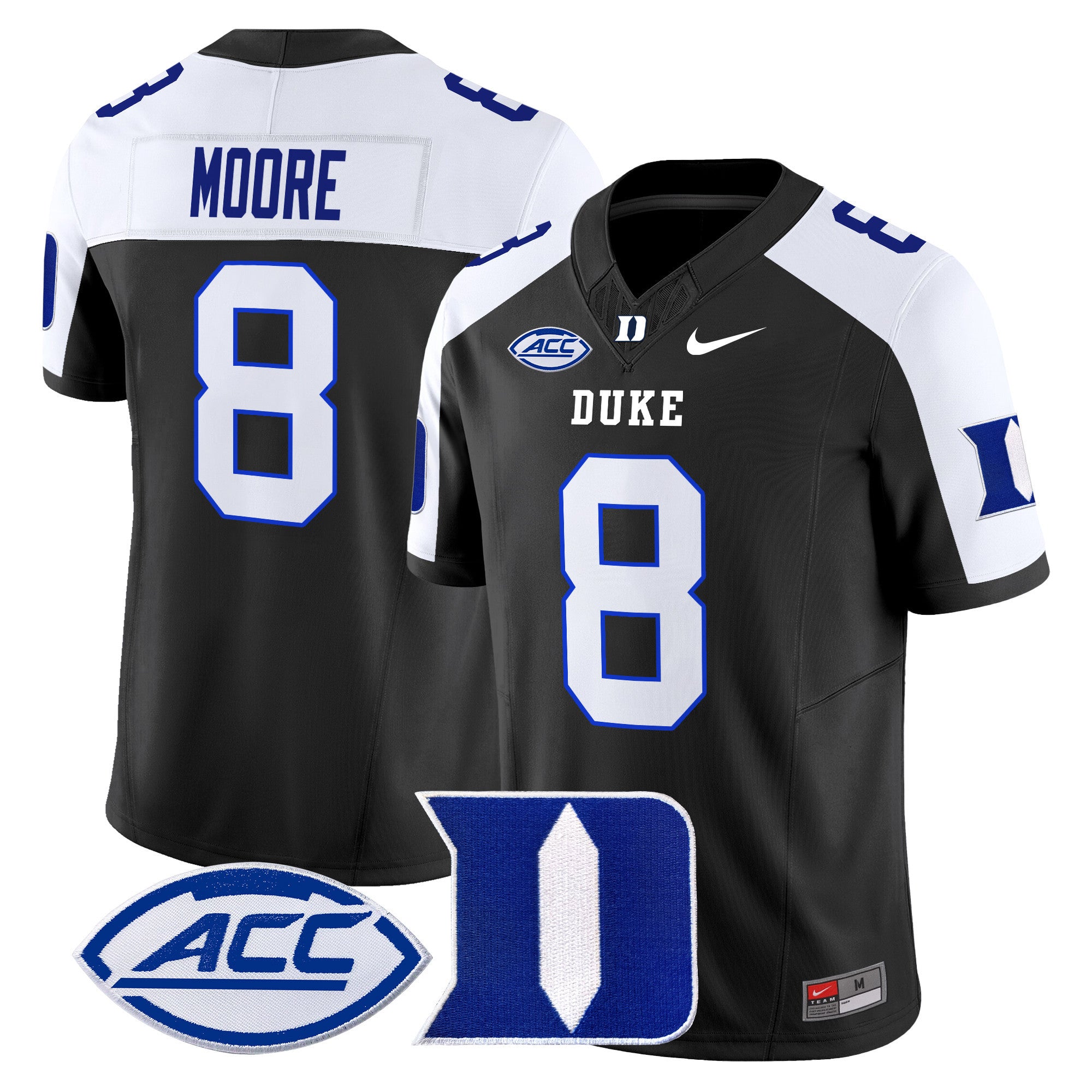 Men's Duke Blue Devils 2024 Vapor Limited Jersey - All Stitched - Black Alternate, Jordan Moore
