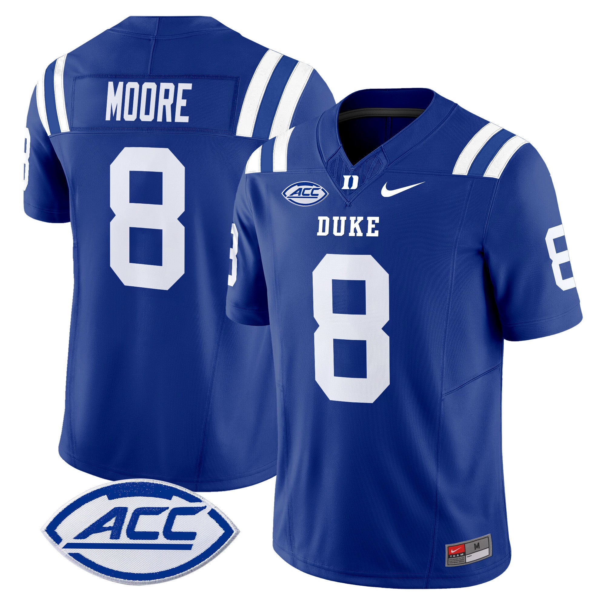Men's Duke Blue Devils 2024 Vapor Limited Jersey - All Stitched - Royal, Jordan Moore