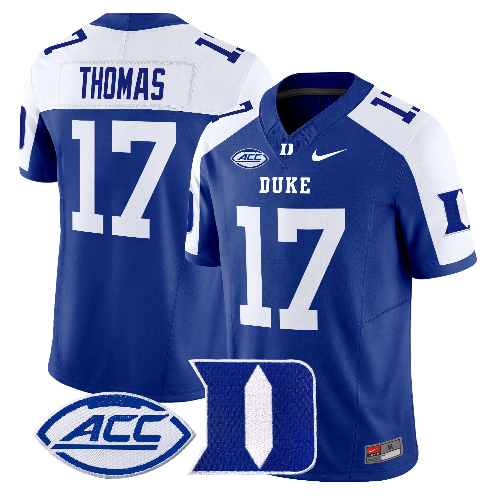 Men's Duke Blue Devils 2024 Vapor Limited Jersey - All Stitched - Royal Alternate, Star Thomas