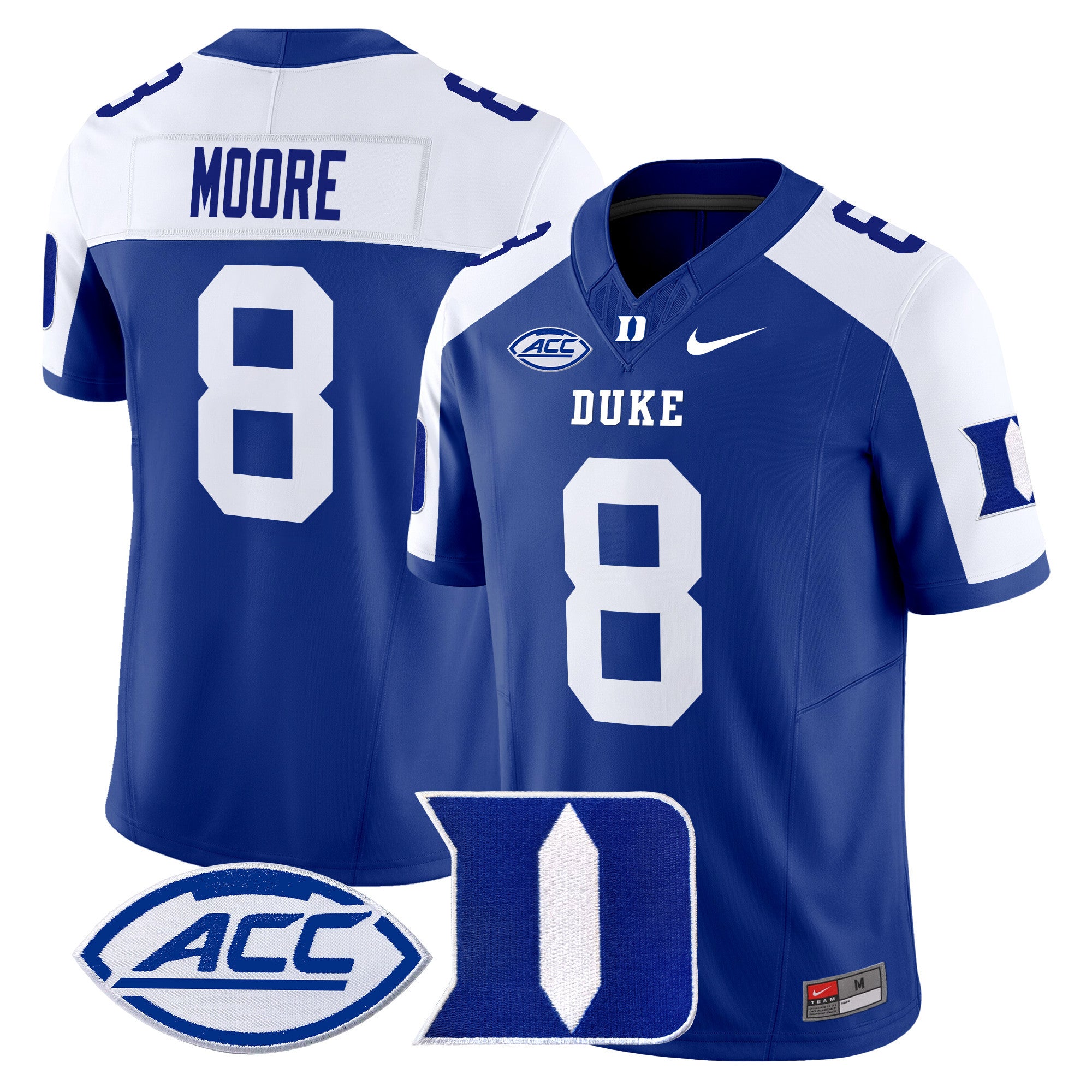 Men's Duke Blue Devils 2024 Vapor Limited Jersey - All Stitched - Royal Alternate, Jordan Moore