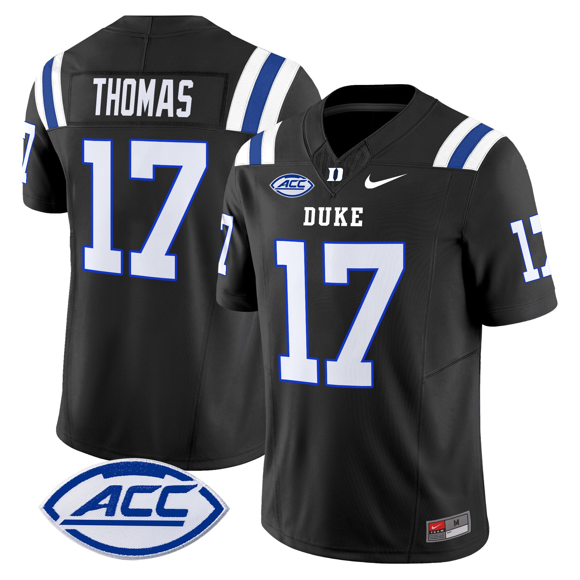 Men's Duke Blue Devils 2024 Vapor Limited Jersey - All Stitched - Black, Star Thomas