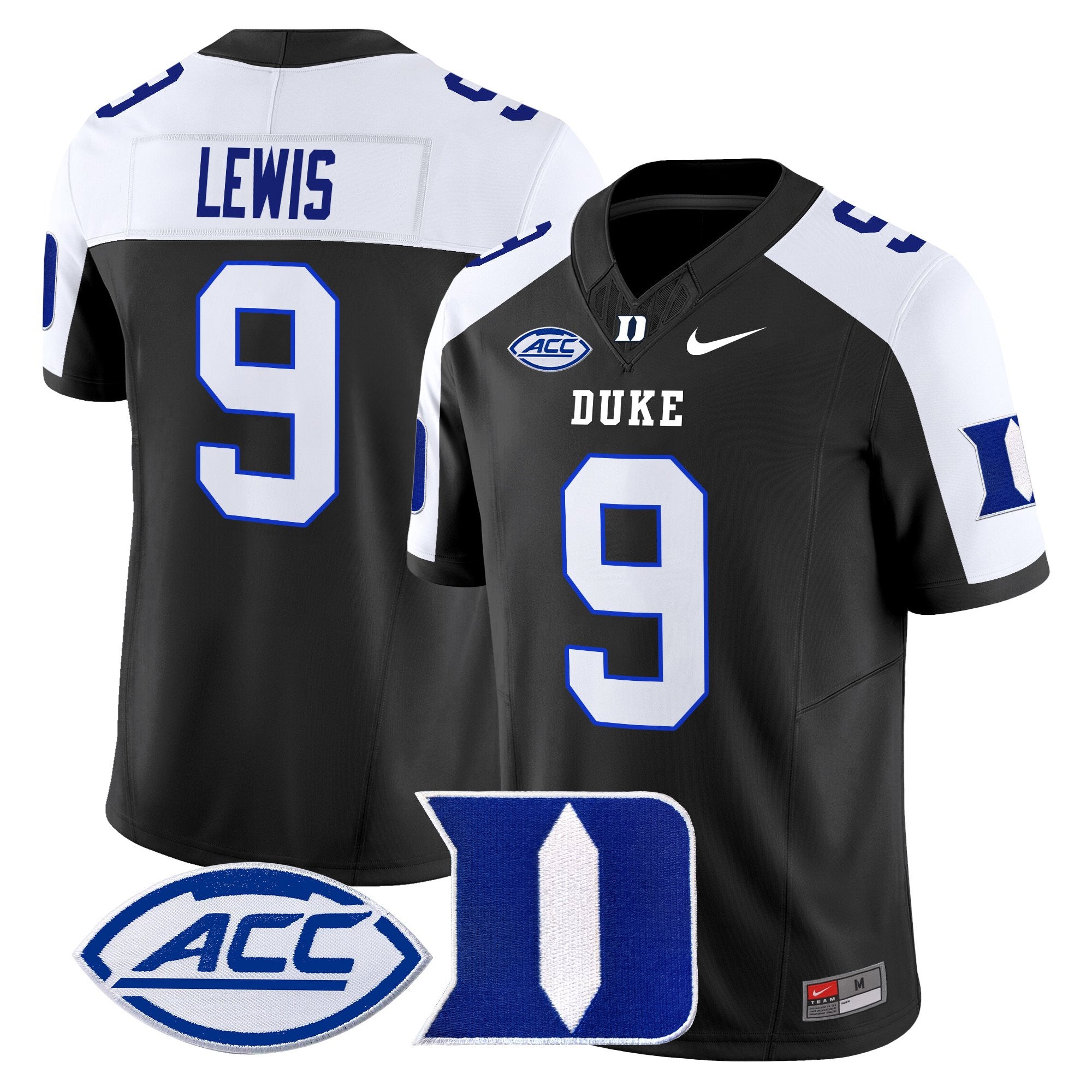 Men's Duke Blue Devils 2025 Vapor Limited Jersey - All Stitched - Black Alternate, Thad Lewis