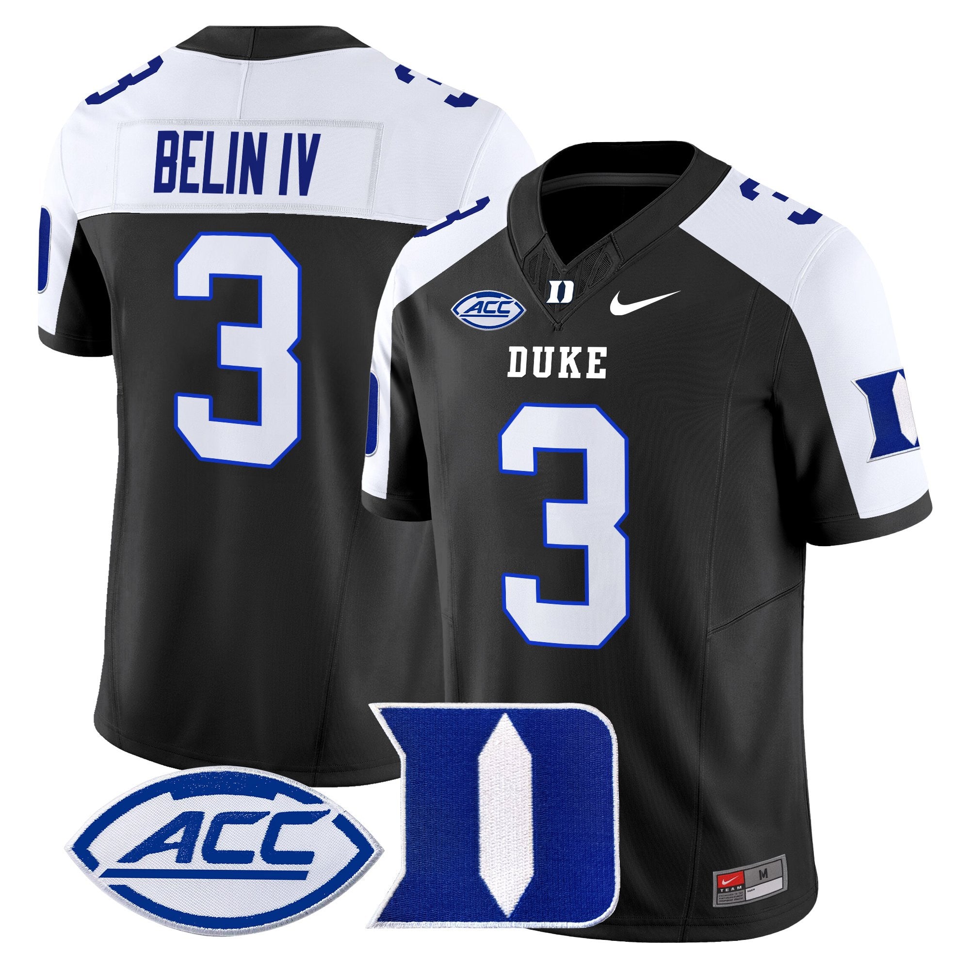 Men's Duke Blue Devils 2025 Vapor Limited Jersey - All Stitched - Black Alternate, Henry Belin IV
