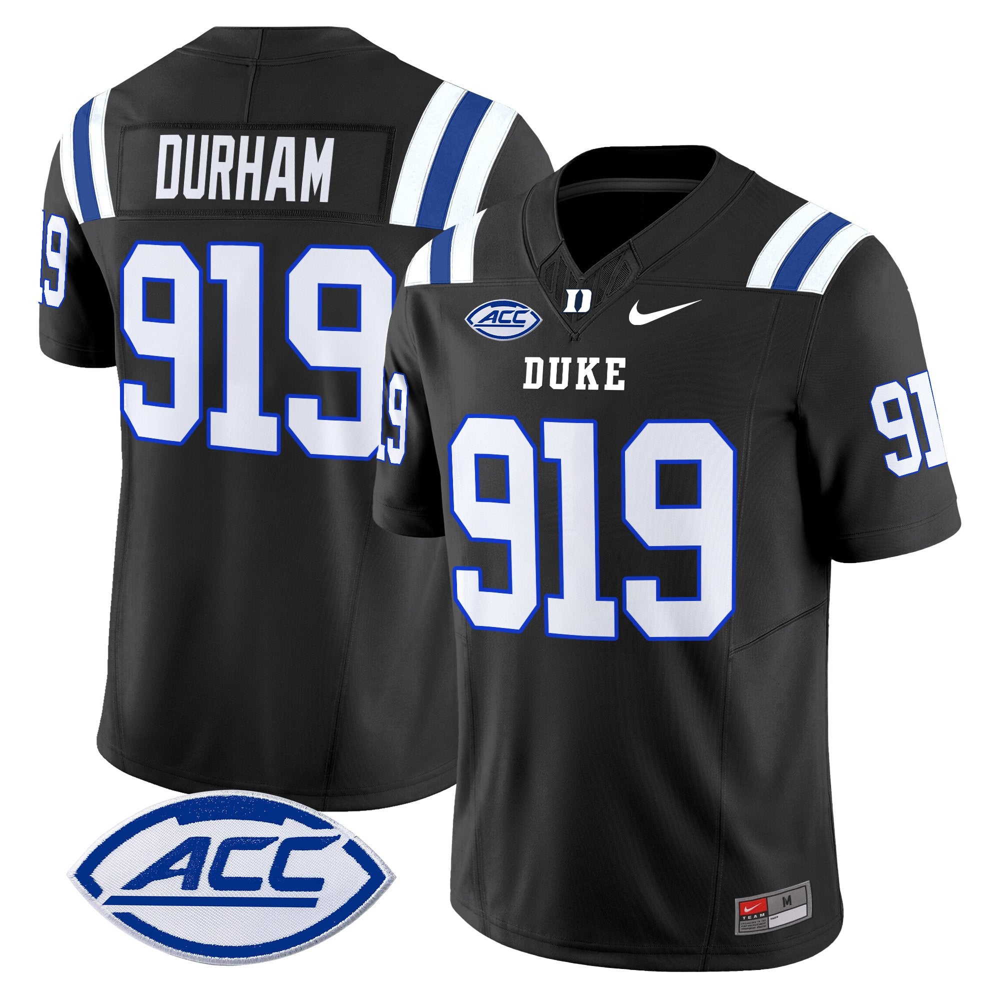 Men's Duke Blue Devils 2025 Vapor Limited Jersey - All Stitched - Black, Durham 919