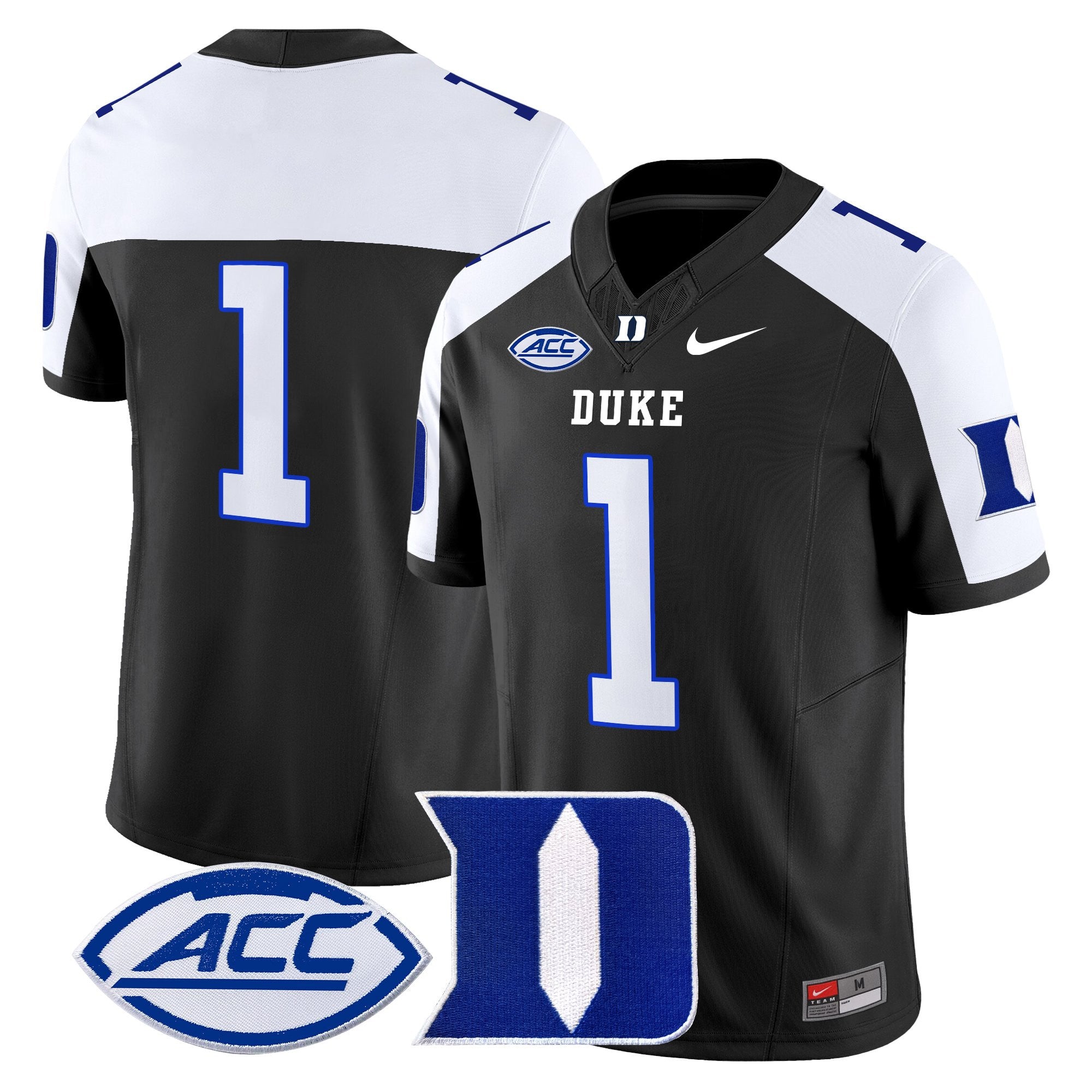 Men's Duke Blue Devils 2025 Vapor Limited Jersey - All Stitched - Black Alternate, #1 Team