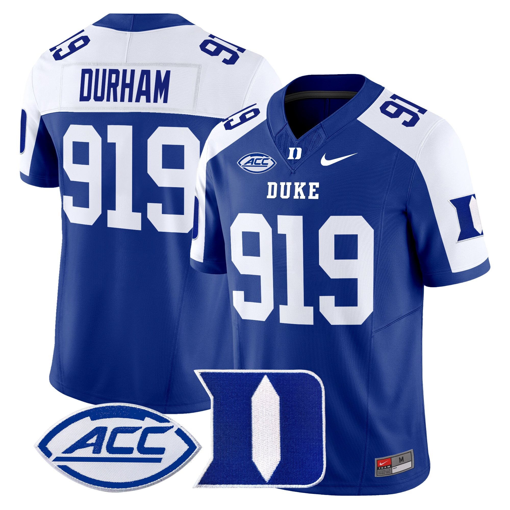 Men's Duke Blue Devils 2025 Vapor Limited Jersey - All Stitched - Royal Alternate, Durham 919