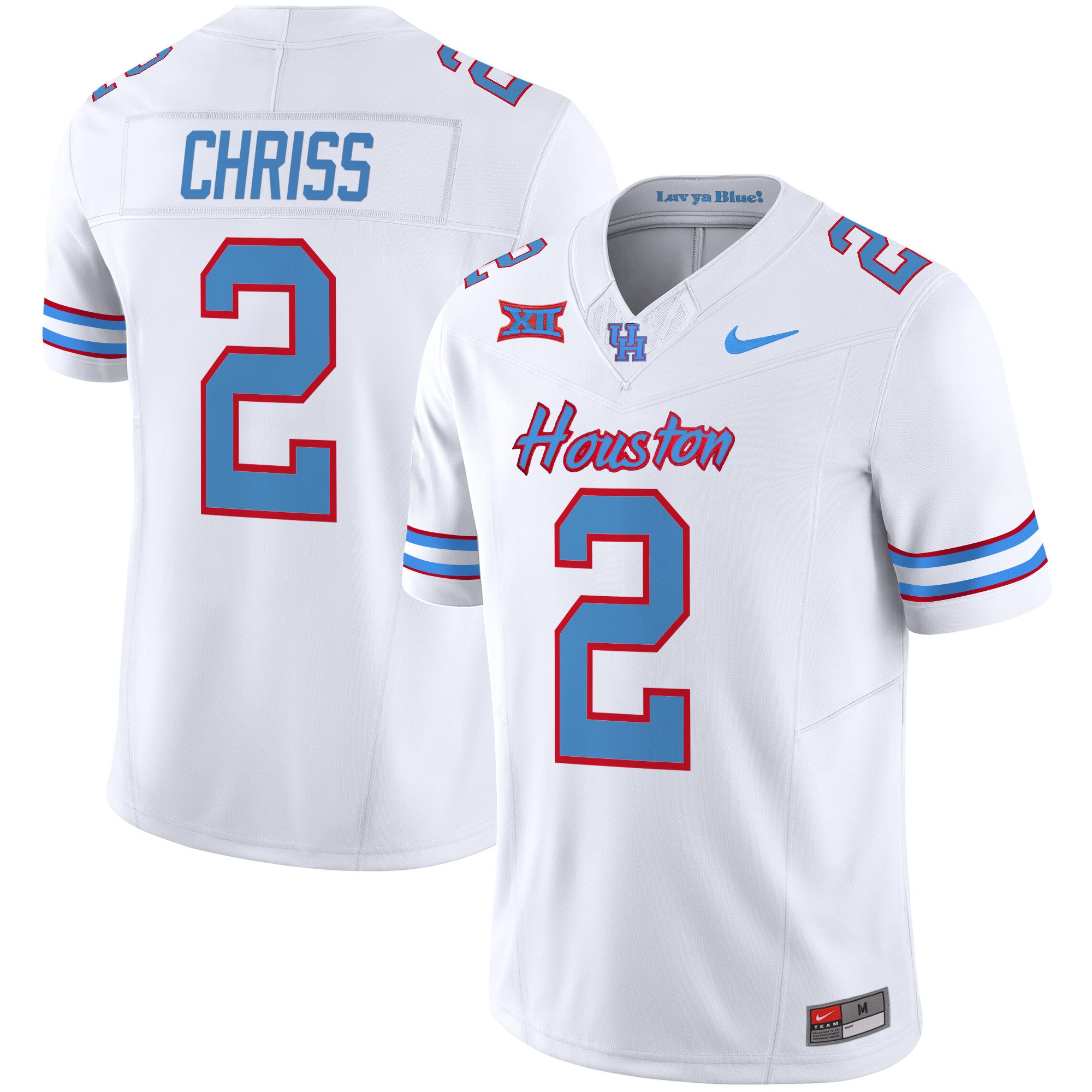 Men's Houston Cougars 2024 Oilers Inspired Vapor Limited Jersey V2 - All Stitched - White, Zeon Chriss