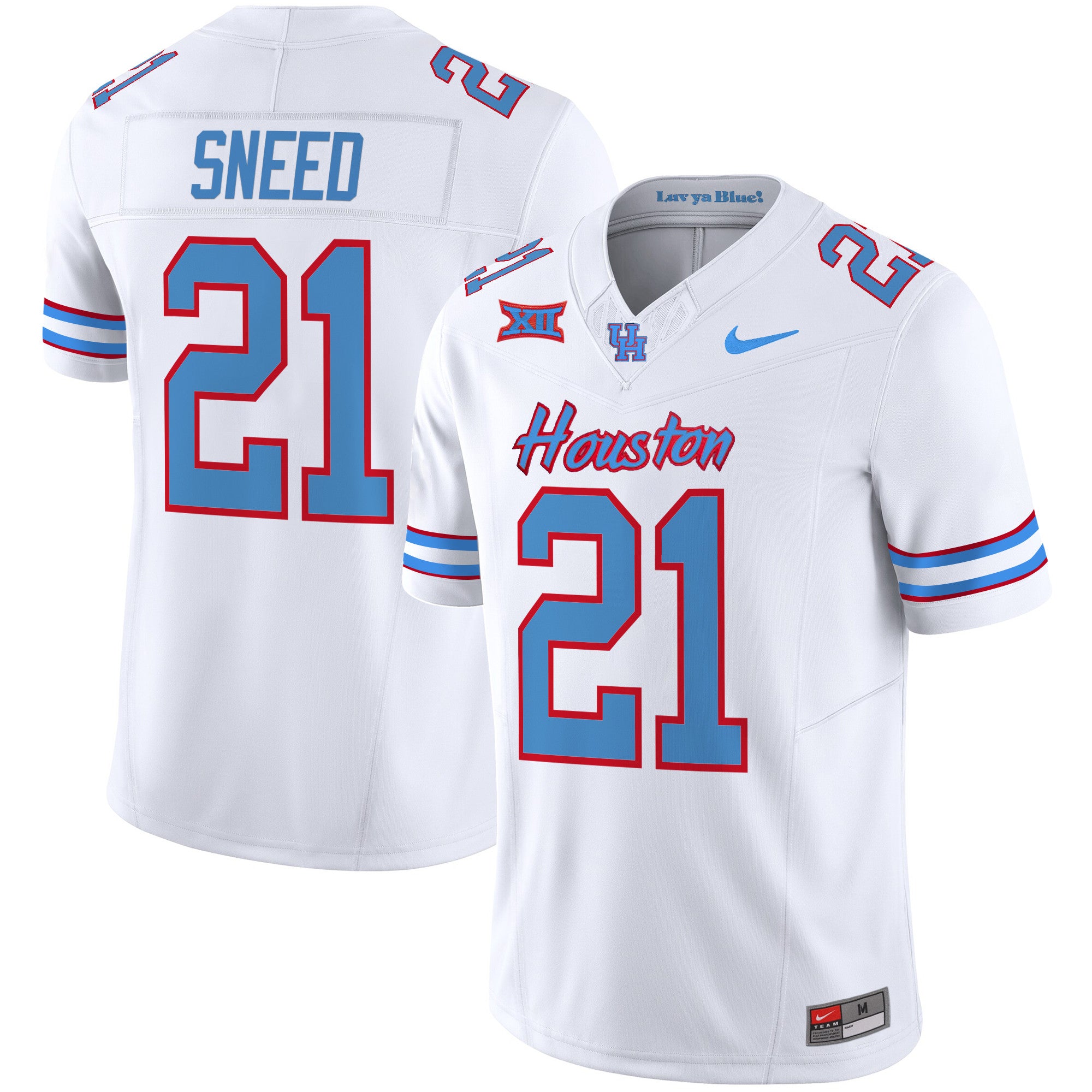 Men's Houston Cougars 2024 Oilers Inspired Vapor Limited Jersey V2 - All Stitched - White, Stacy Sneed