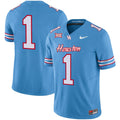 Men's Houston Cougars 2024 Oilers Inspired Vapor Limited Jersey V2 - All Stitched - Light Blue, #1 Team