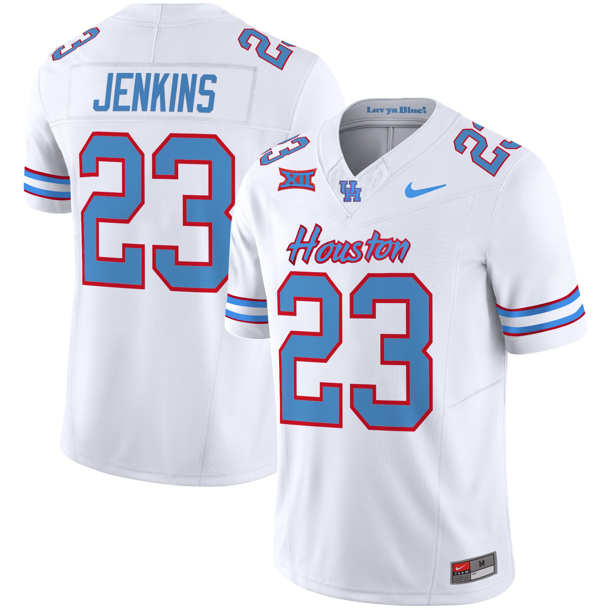 Men's Houston Cougars 2024 Oilers Inspired Vapor Limited Jersey V2 - All Stitched - White, Parker Jenkins