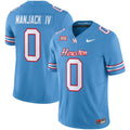 Men's Houston Cougars 2024 Oilers Inspired Vapor Limited Jersey V2 - All Stitched - Light Blue, Manjack IV