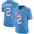 Men's Houston Cougars 2024 Oilers Inspired Vapor Limited Jersey V2 - All Stitched - Light Blue, Zeon Chriss