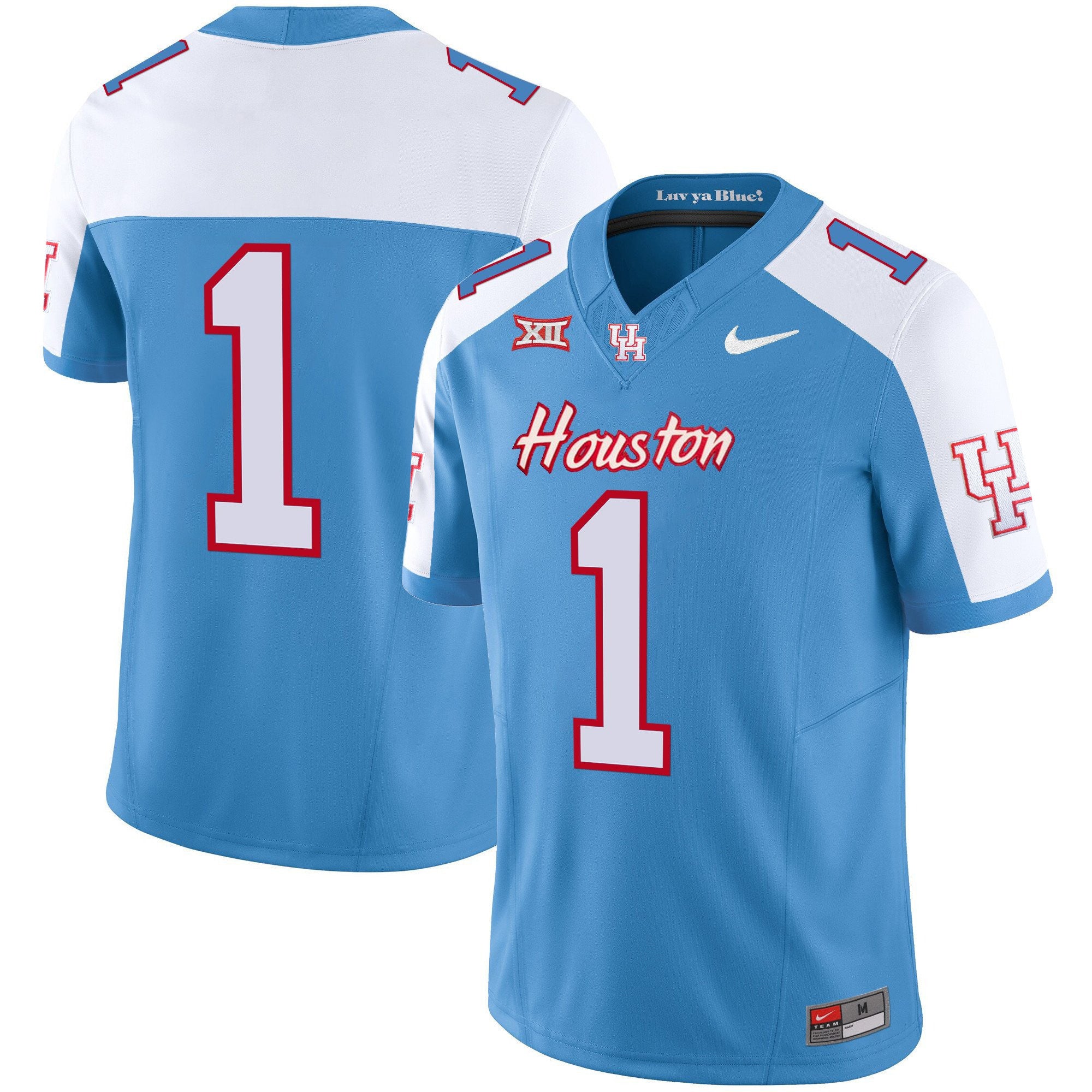 Men's Houston Cougars 2024 Oilers Inspired Vapor Limited Jersey V2 - All Stitched - Alternate, #1 Team