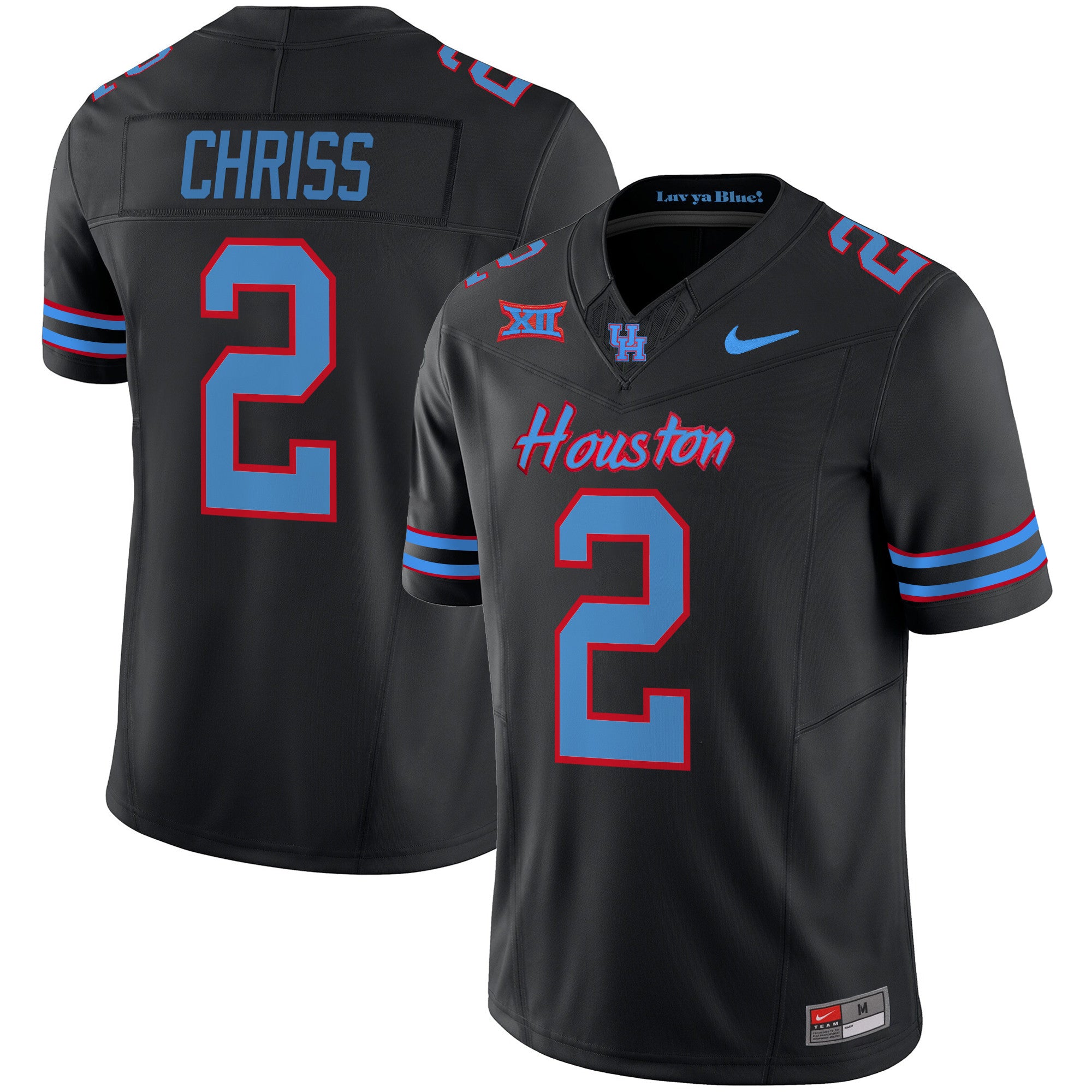 Men's Houston Cougars 2024 Oilers Inspired Vapor Limited Jersey V2 - All Stitched - Black, Zeon Chriss