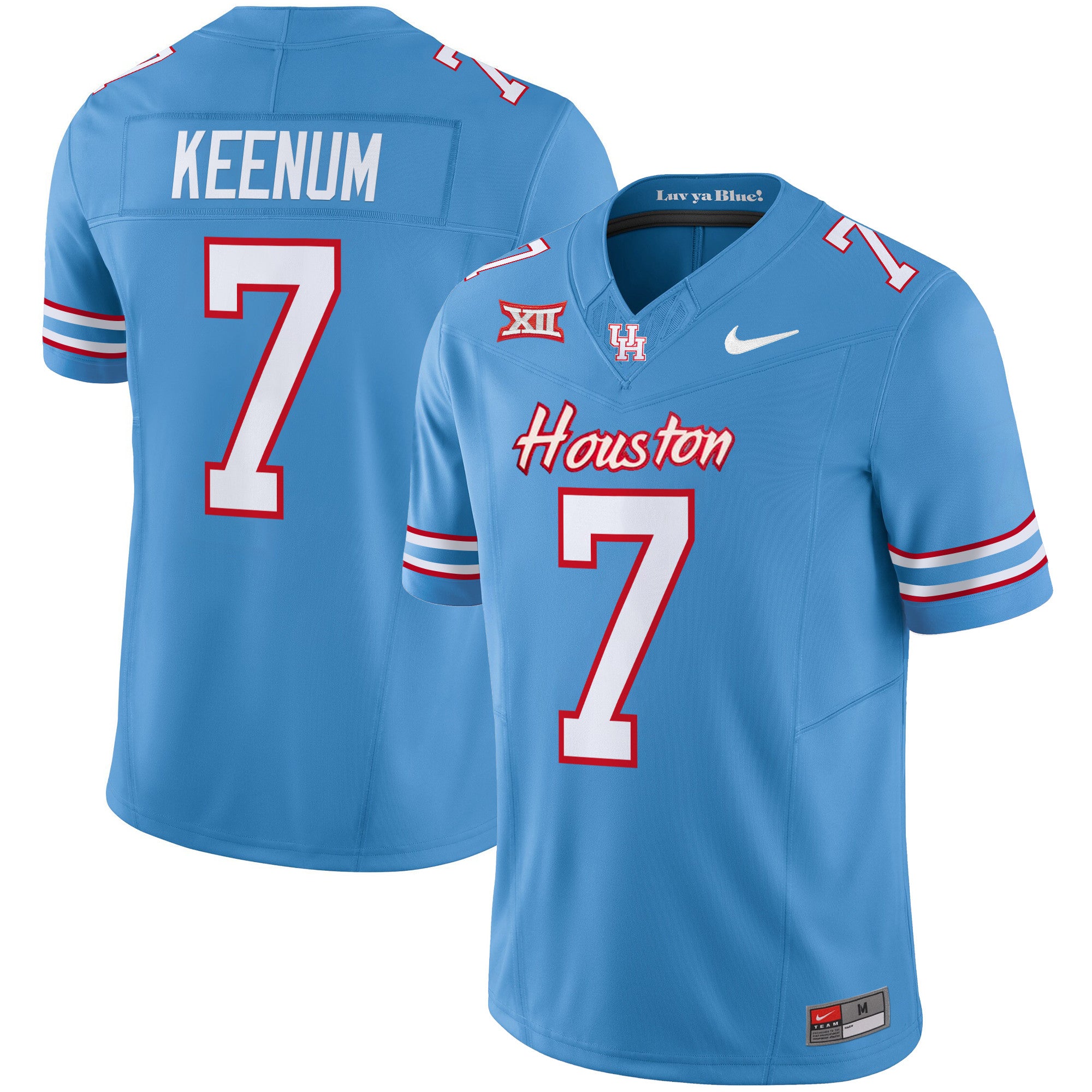 Men's Houston Cougars 2024 Oilers Inspired Vapor Limited Jersey V2 - All Stitched - Light Blue, Case Keenum