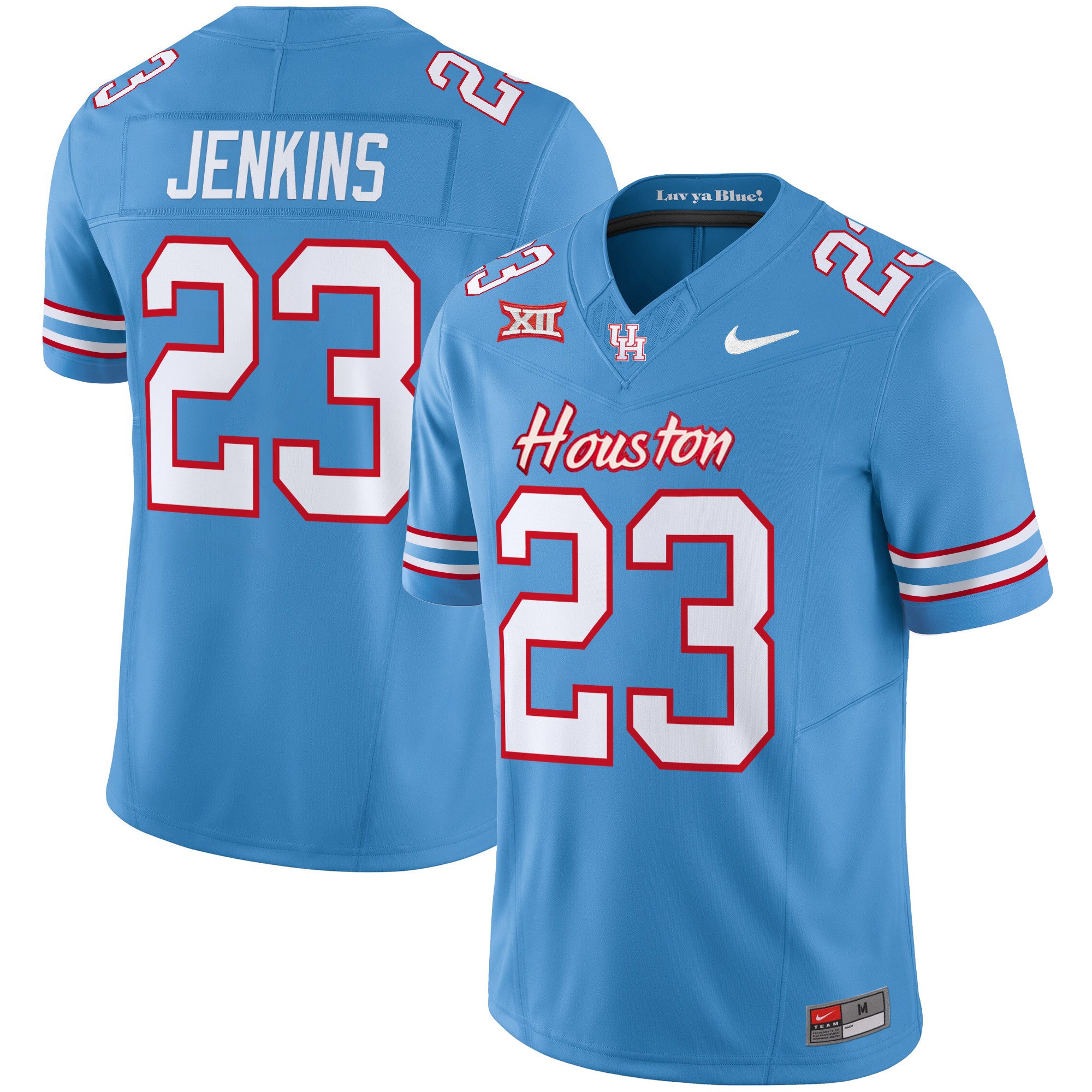 Men's Houston Cougars 2024 Oilers Inspired Vapor Limited Jersey V2 - All Stitched - Light Blue, Parker Jenkins