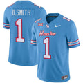 Men's Houston Cougars 2024 Oilers Inspired Vapor Limited Jersey V3 - All Stitched - Light Blue, Donovan Smith