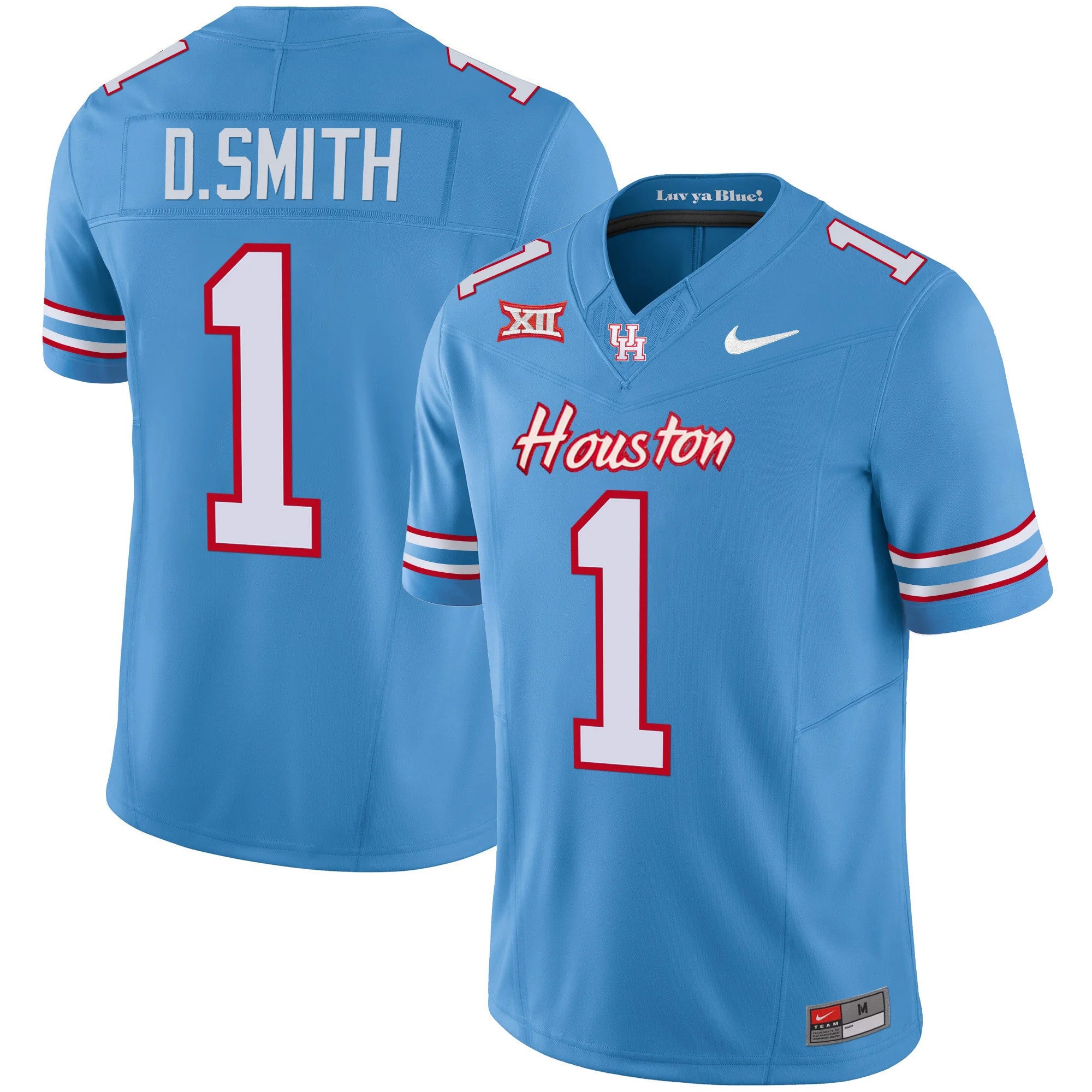 Men's Houston Cougars 2024 Oilers Inspired Vapor Limited Jersey V3 - All Stitched - Light Blue, Donovan Smith