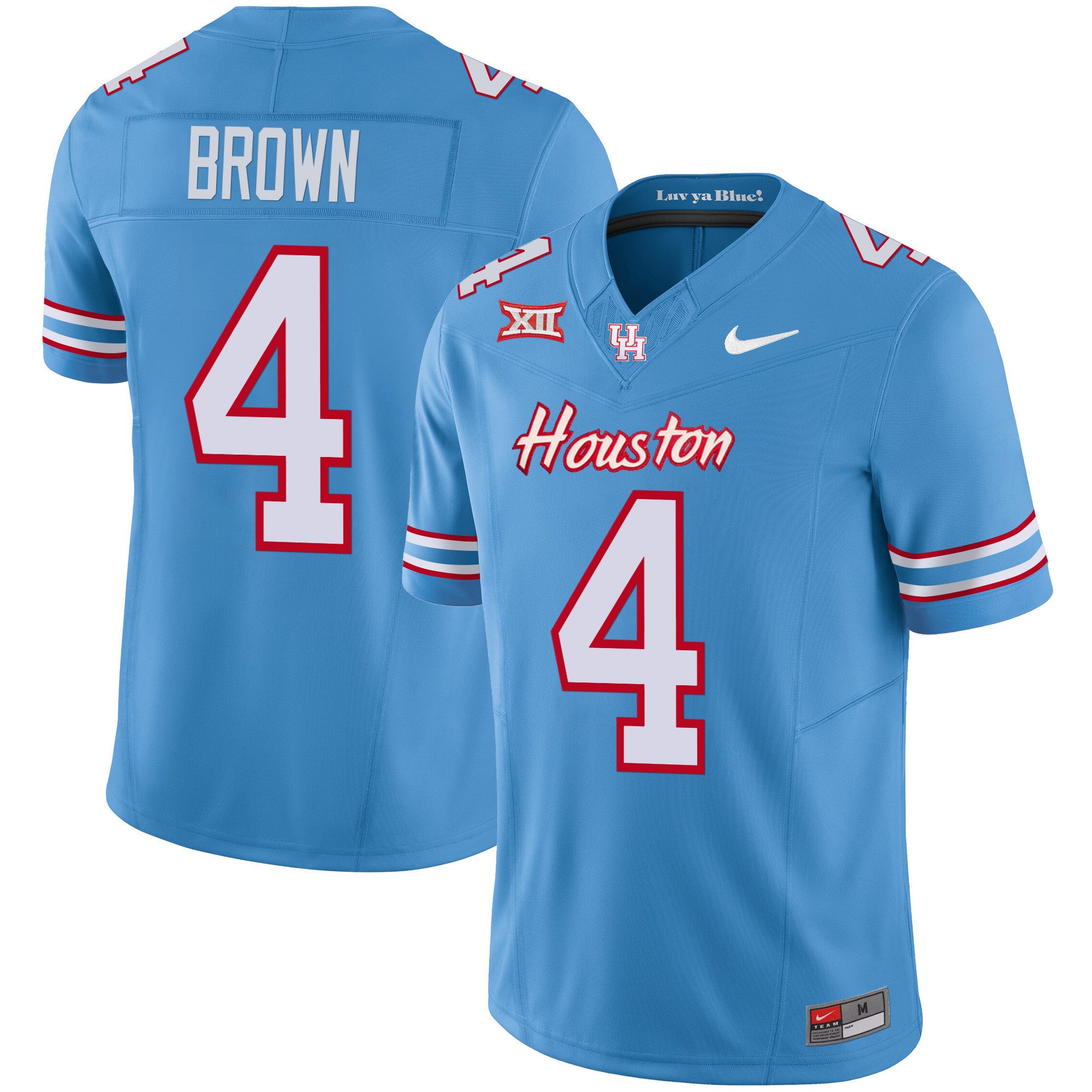 Men's Houston Cougars 2024 Oilers Inspired Vapor Limited Jersey V3 - All Stitched - Light Blue, Samuel Brown