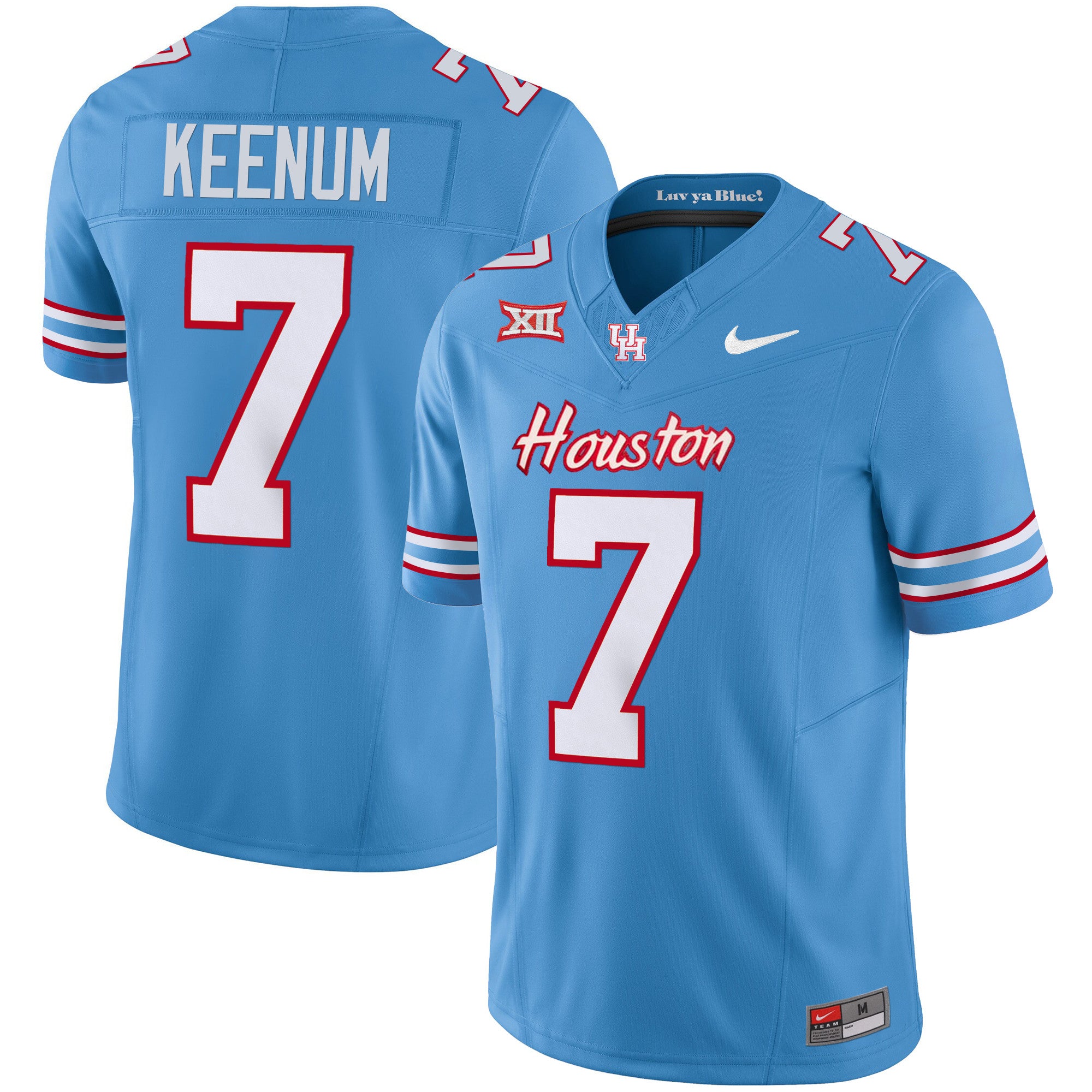 Men's Houston Cougars 2024 Oilers Inspired Vapor Limited Jersey V3 - All Stitched - Light Blue, Case Keenum