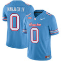 Men's Houston Cougars 2024 Oilers Inspired Vapor Limited Jersey V3 - All Stitched - Light Blue, Manjack IV