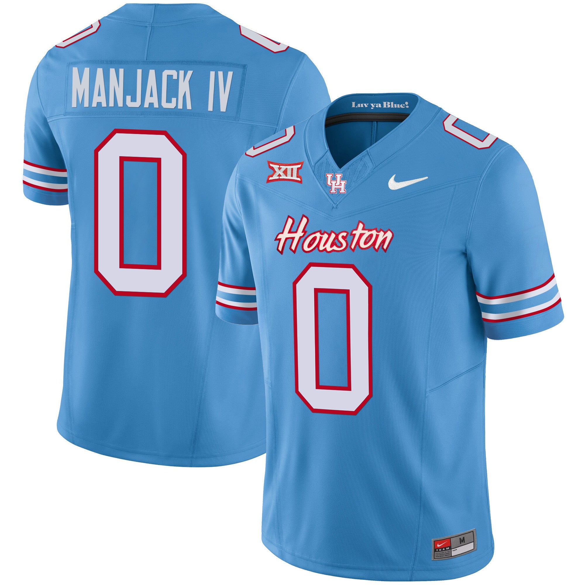Men's Houston Cougars 2024 Oilers Inspired Vapor Limited Jersey V3 - All Stitched - Light Blue, Manjack IV