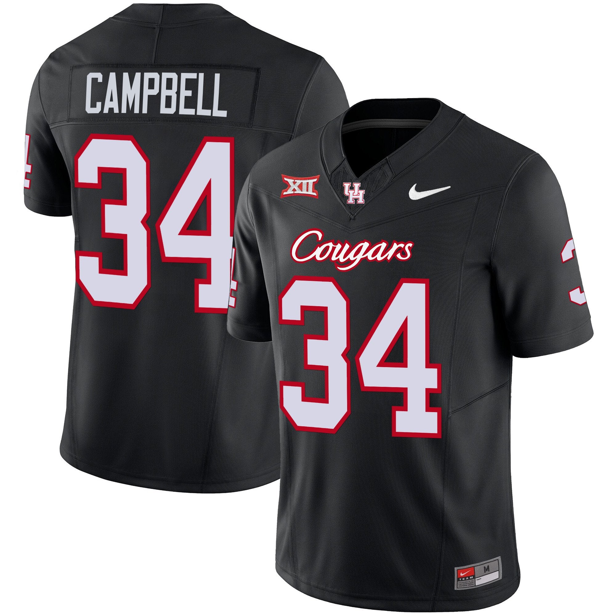 Men's Houston Cougars 2024 Oilers Inspired Vapor Limited Jersey V3 - All Stitched - Black, Earl Campbell