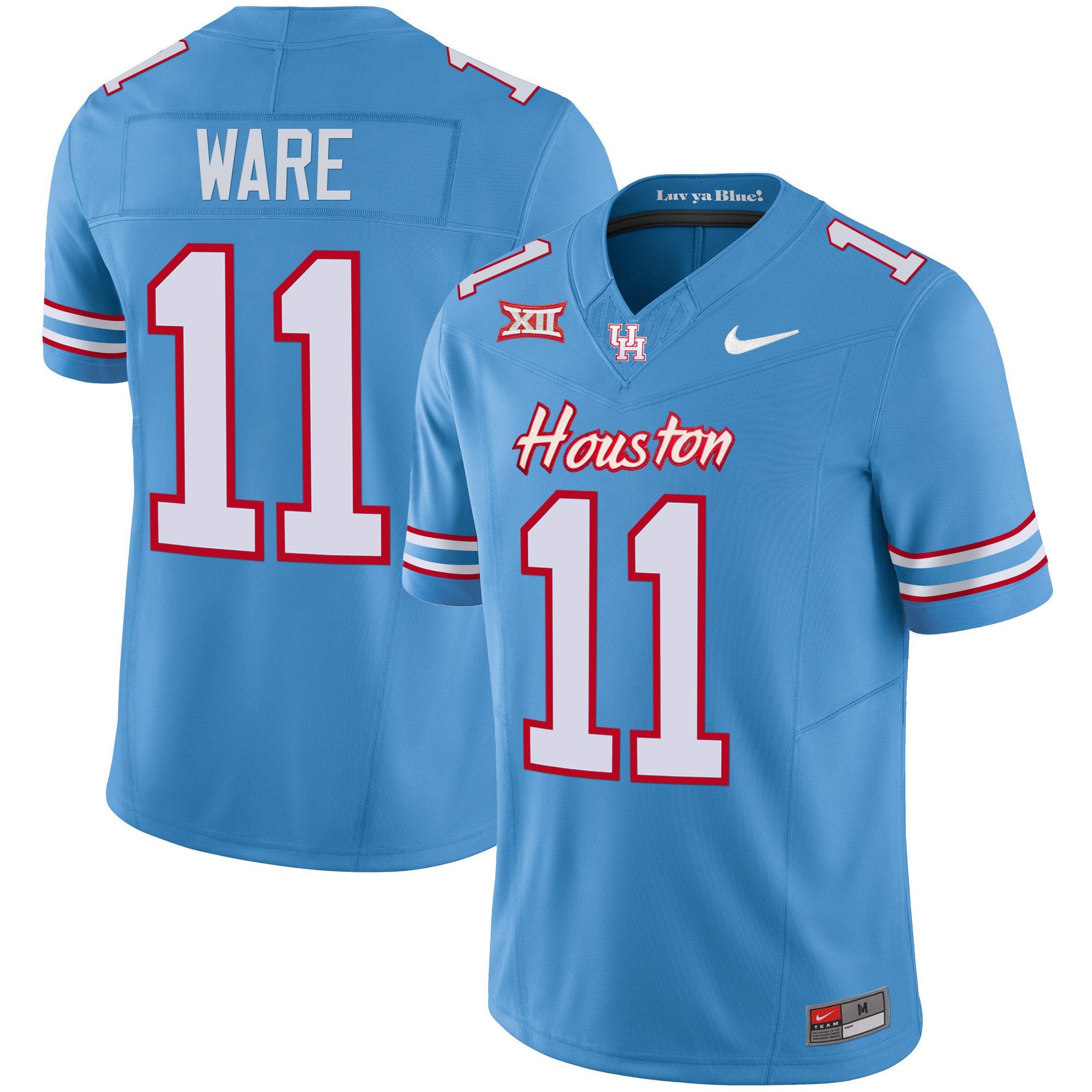Men's Houston Cougars 2024 Oilers Inspired Vapor Limited Jersey V3 - All Stitched - Light Blue, Andre Ware