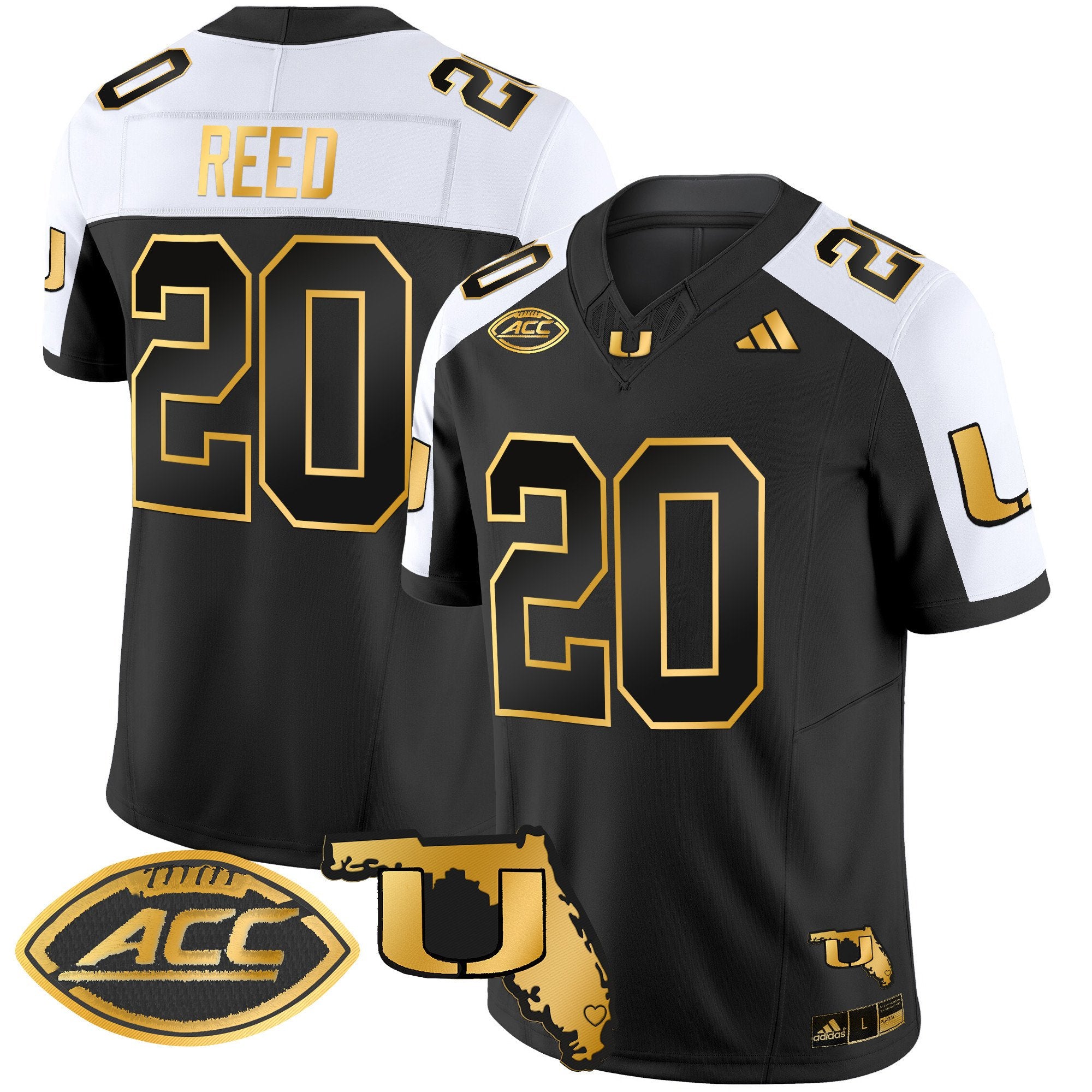 Men's Miami Hurricanes 2024 Florida Patch Gold Vapor Limited Jersey - All Stitched - Alternate, Ed Reed