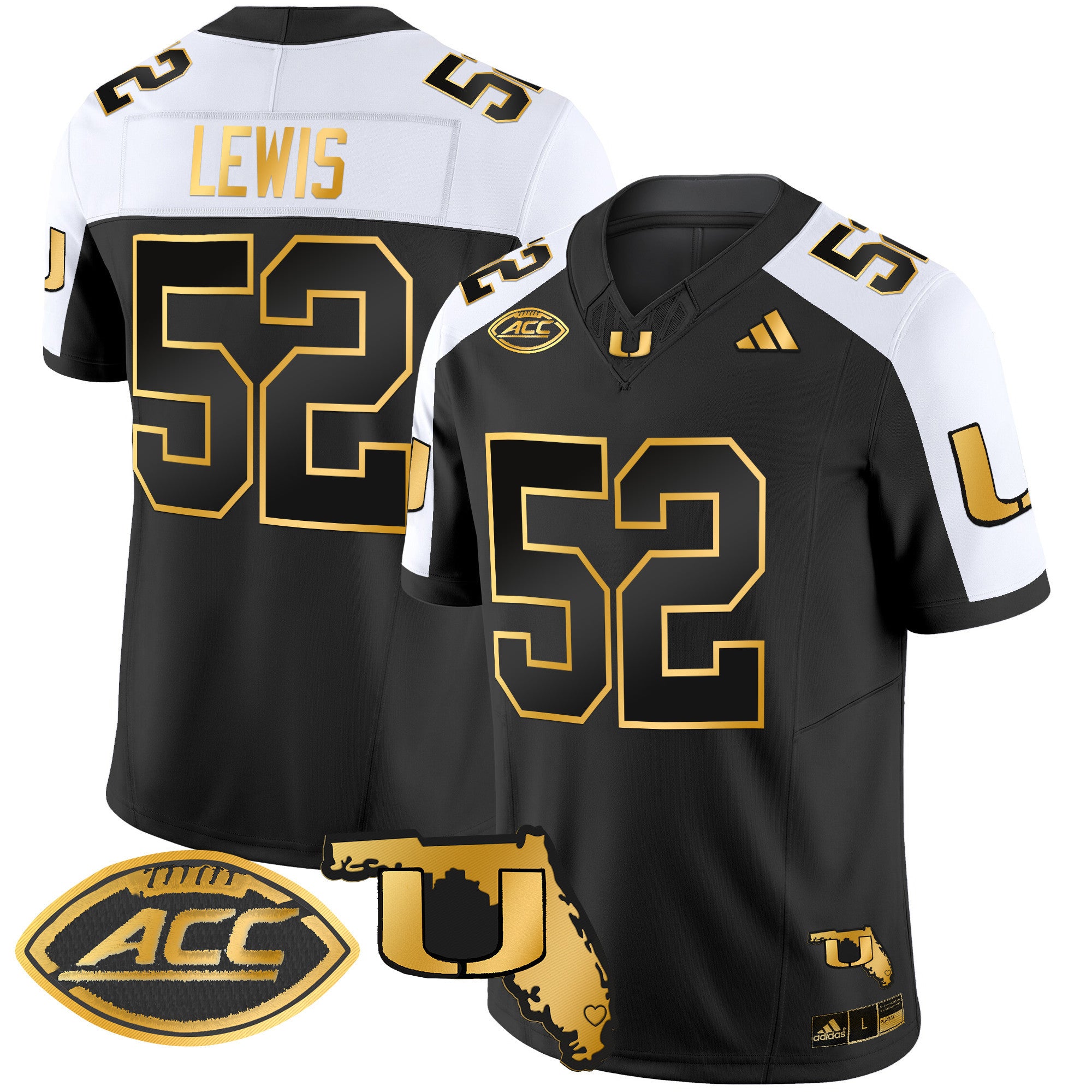 Men's Miami Hurricanes 2024 Florida Patch Gold Vapor Limited Jersey - All Stitched - Alternate, Ray Lewis