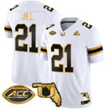 Men's Miami Hurricanes 2024 Florida Patch Gold Vapor Limited Jersey - All Stitched - White Gold, Jordan Lyle