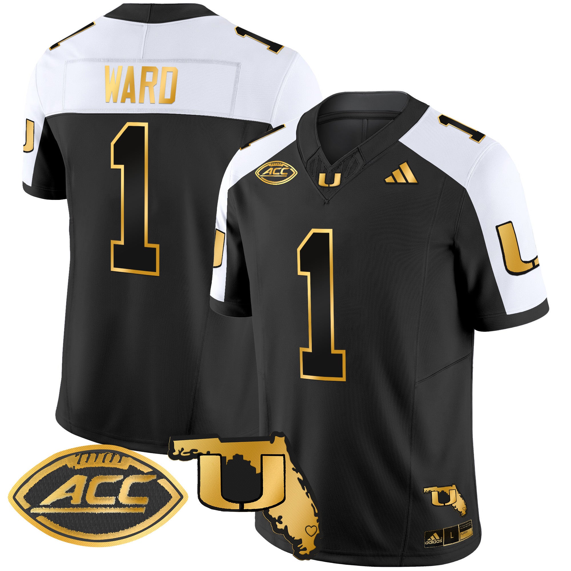 Men's Miami Hurricanes 2024 Florida Patch Gold Vapor Limited Jersey - All Stitched - Alternate, Cam Ward
