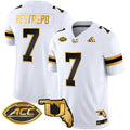Men's Miami Hurricanes 2024 Florida Patch Gold Vapor Limited Jersey - All Stitched - White Gold, Xavier Restrepo